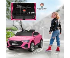 HOMCOM Elektrinis vaikiškas automobilis 12V, Audi E-tron elektrinis automobilis su nuotolinio valdymo pulteliu, saugos diržu, 3–5 metų vaikams