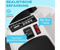 HOMCOM elektrinis vaikiškas keturratis, mini elektrinis keturratis su važiavimo pirmyn ir atgal funkcija, 6 V elektrinė transporto priemonė 1,5-3 metų vaikams, 2,5 km/val., baltos spalvos
