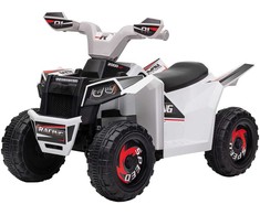 HOMCOM elektrinis vaikiškas keturratis, mini elektrinis keturratis su važiavimo pirmyn ir atgal funkcija, 6 V elektrinė transporto priemonė 1,5-3 metų vaikams, 2,5 km/val., baltos spalvos