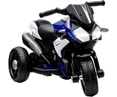 HOMCOM Elektrinis vaikiškas motociklas, šviesos ir garsai, 3 km/h, įkraunamas, plastikas ir metalas, mėlynas/baltas