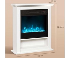 Elektrinis židinys 1800 W, 9 liepsnos spalvos, baltas, 62,5 × 20 × 72,5 cm