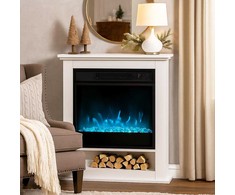 Elektrinis židinys 1800 W, 9 liepsnos spalvos, baltas, 62,5 × 20 × 72,5 cm