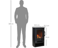 Elektrinis židinys su liepsnos efektu 1000 W/2000 W, 20-25 kv. m,