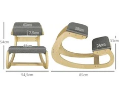 HOMCOM Ergonominė kėdė, supamoji kėdė, namų biuro kėdė, skirta pagerinti laikyseną, pilka