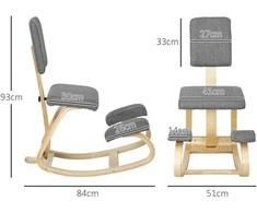 HOMCOM Ergonominis kelių kėdė, kelių sėdynė sveikatos kėdė namams, biurui, meditacijai pilka