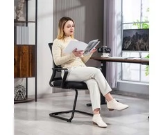 HOMCOM Ergonomiška kėdė, tinklinio audinio, putplasčio, metalinių kojelių, bėgelių pagrindo, juoda