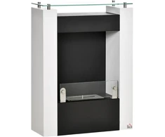 HOMCOM Etanolio židinys Bio etanolio degiklis 2000W 1,5L 3 val. degimo trukmė Laisvai pastatomas, pagamintas iš plieno, nerūdijančio plieno, grūdinto stiklo, baltos ir juodos spalvos 60x20x79cm
