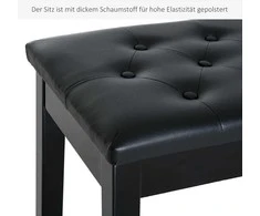 HOMCOM pianino suoliukas fortepijono suoliukas tradicinio kaimo stiliaus kosmetinis suoliukas su daiktadėže medinis odos imitacijos juodas 76 x 36 x 50 cm
