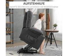 Homcom Fotelis reglaineris su pagalbine atsistojimo funkcija, elektrinis atlošiamasis fotelis su masažo funkcija - tamsiai pilkos spalvos