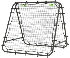 HOMCOM futbolo atšokimo sienelė, grąžinimo tinklas, dvipusis, reguliuojamas 5 padėtimis, futbolo treniruotėms, plienas, juoda, 100 x 95 x 90 cm