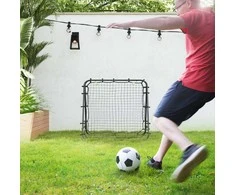 HOMCOM Futbolo atmušimo įrenginys "Kickback Goal Rebound wall Net" dvipusis atmušimo įrenginys Reguliuojamas 5 lygiais, skirtas futbolo treniruotėms Plieninė juoda 100 x 95 x 90 cm