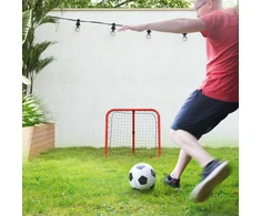 HOMCOM Futbolo atmušimo įrenginys, sulankstomas futbolo atmušimo įrenginys 63 x 63 cm Reguliuojamas futbolo vartų atmušimo įrenginys, skirtas beisbolui ir krepšiniui, metalinis, raudonos spalvos