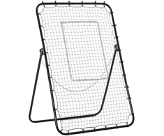 "HOMCOM" futbolo atmušimo įrenginys, sulankstomi futbolo vartai, atmušimo sienelė su 4 reguliuojamomis pakopomis, 123 x 73 x 178,5 cm, juodos spalvos