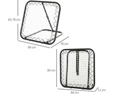 HOMCOM sulankstomas futbolo atšokimo tinklas, treniruočių sienelė, 5 pakopų, beisbolui, krepšiniui, metalinis, juodas, 78x84x65-78 cm