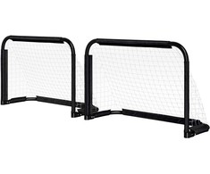 "HOMCOM" futbolo vartai 2 sulankstomų futbolo vartų rinkinys su metaliniu rėmu vaikams ir suaugusiesiems, sodo, 90 x 36 x 60 cm, juodi