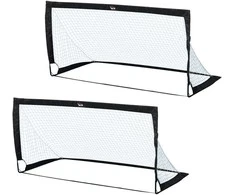 HOMCOM futbolo vartų rinkinys, 2 vnt. mini vartai, sulankstomi, plienas ir tetrolonas, juodi, 186x90x89 cm