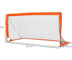 HOMCOM Futbolo vartai, futbolo tinklas, 2 mini vartų rinkinys, sulankstomi, metaliniai, Oksfordo audinys, vaikams, lauko, oranžiniai, 183 x 90 x 90 cm