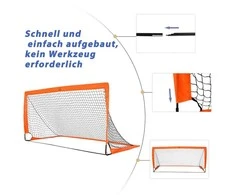HOMCOM futbolo vartai, futbolo tinklas, 2 mini vartų rinkinys, sulankstomi, metalas, Oksfordo audinys, vaikams, lauko, oranžiniai, 183 x 90 x 90 cm