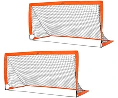 HOMCOM Futbolo vartai, futbolo tinklas, 2 mini vartų rinkinys, sulankstomi, metaliniai, Oksfordo audinys, vaikams, lauko, oranžiniai, 183 x 90 x 90 cm