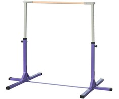 HOMCOM gimnastikos horizontalusis strypas, 13 pakopų reguliuojamo aukščio horizontalusis strypas, horizontalusis strypas pagamintas iš medžio ir tvirtos plieninės konstrukcijos, apkrova iki 75 kg, skirtas 3+ vaikams, skirtas patalpoms, lauke, violetinės spalvos