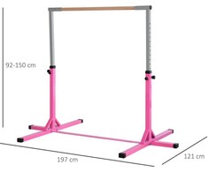 Gimnastikos skersinis, reguliuojamo aukščio iki 75 kg - rožinis