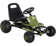 HOMCOM Go Kart vaikiškas pedalinis automobilis su rankiniu stabdžiu, nuo 3 metų, žalias, 99x65x56cm