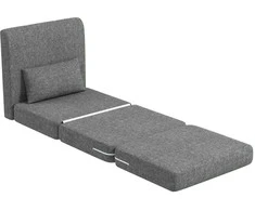 HOMCOM Grindų fotelis "2-in-1" sulankstoma sofa-lova su lino išvaizda, minkštas grindų fotelis iki 240 kg keliamosios galios, skirtas svetainei, miegamajam, pilkos spalvos