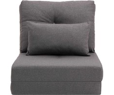 HOMCOM Grindų fotelis 2-in-1, sulankstoma lova su reguliuojamu atlošu, grindų sofa su dekoratyvinėmis pagalvėlėmis, lininis audinys, grindų sėdynės pagalvėlė