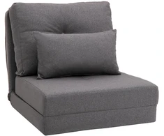 HOMCOM grindų fotelis, 2-in-1 sulankstoma lova su reguliuojamu atlošu, grindų sofa su dekoratyvine pagalve, lininis, grindų sėdmaišis
