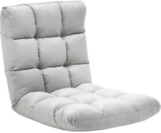 Fotelis HOMCOM grindų kėdė "3-in-1", sulankstoma, reguliuojamas atlošas, 13 padėčių, sulankstomas gulmaišis, pilkas metalinis putplastis, 55x71x53,5 cm