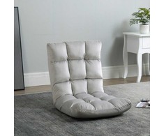 Fotelis HOMCOM grindų kėdė "3-in-1", sulankstoma, reguliuojamas atlošas, 13 padėčių, sulankstomas gulmaišis, pilkas metalinis putplastis, 55x71x53,5 cm