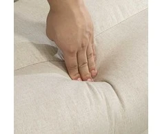 Fotelis HOMCOM Grindų kėdė Grindų kėdė su 6 pakopų reguliuojamu atlošu, sulankstoma meditacijos kėdė su lino išvaizda, minkšta grindų sofa svetainei, miegamajam, smėlio spalvos