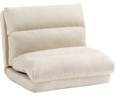 Fotelis HOMCOM Grindų kėdė Grindų kėdė su 6 pakopų reguliuojamu atlošu, sulankstoma meditacijos kėdė su lino išvaizda, minkšta grindų sofa svetainei, miegamajam, smėlio spalvos