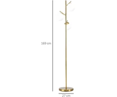 HOMCOM Grindų lempa 40 W Grindų lempa su E27 lizdu ir 3 stikliniais gaubtais, skirta svetainei, 169 cm aukščio