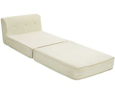 Fotelis HOMCOM grindų sofa "2-in-1" sulankstoma sofa lova su virvele, minkšta sofa lova iki 240 kg, skirta svetainei, miegamajam, kreminės baltos spalvos