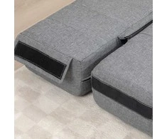 Homcom Grindų sofa 2-in-1, sulankstoma lino išvaizdos sofa lova, skirta 2 asmenims, minkšta sofa lova, pakraunama iki 250 kg, skirta svetainei, miegamajam, pilka