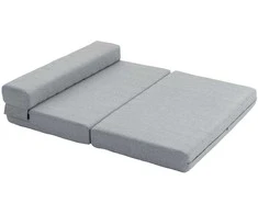 Homcom Grindų sofa 2-in-1, sulankstoma lino išvaizdos sofa lova, skirta 2 asmenims, minkšta sofa lova, pakraunama iki 250 kg, skirta svetainei, miegamajam, pilka