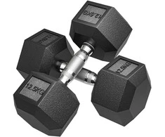 HOMCOM Hanteliai su rifliuota rankena, iš ketaus, 2 x 12,5kg, skirti namams, sporto salei, jėgos treniruotėms