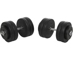 HOMCOM Hantelių rinkinys 2 hanteliai, 50 kg hantelių rinkinys su 2 hantelių strypais, 12 svarmenų ir 4 žvaigždutėmis, plienas, juodas