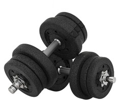 HOMCOM Hantelių rinkinys 25KG Hantelių rinkinys su svoriais namams, biurui, sporto salei Plienas, dirbtinė oda Juoda Jėgos treniruotės