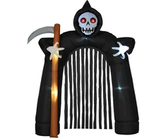 HOMCOM Helovino pripučiama "Grim Reaper" arka 2,85 m Didelė Helovino dekoracija su LED apšvietimu, vakarėlio dekoracija vidaus ir lauko erdvėms