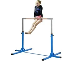 "HOMCOM" horizontalusis strypas reguliuojamo aukščio gimnastikos horizontalusis strypas 13 pakopų, iki 75 kg svorio, pagamintas iš plieno ir buko medienos, mėlynos spalvos, skirtas gimnastikai ir treniruotėms