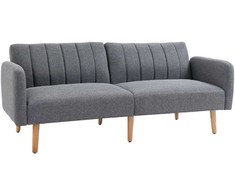 HOMCOM Išskleidžiama dvivietė sofa-lova, miegamoji sofa-lova su miego funkcija, į liną panašus poliesteris, kaučiukmedis, pilka, 173x75x73 cm