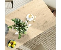 HOMCOM išskleidžiamas valgomojo stalas 120/160 x 75 cm, virtuvinis stalas 6-8 asmenims, modernus valgomojo stalas su plieninėmis kojomis, natūrali spalva
