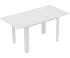 Išskleidžiamas valgomojo stalas HOMCOM, 120–160 x 70 cm, reguliuojamas virtuvės stalas 4–6 asmenims, MDF, blizgi balta spalva