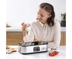 HOMCOM Jogurto gaminimo aparatas 25 W, LCD ekranas, 8 indeliai su dangteliu, 180 ml, reguliuojama temperatūra, PC ir PP plastikas