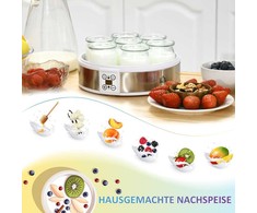 Jogurto gaminimo aparatas su 48 valandų laikmačiu, temperatūros nustatymu, 7 stiklinės po 180 ml, automatinis išsijungimas, 20 W
