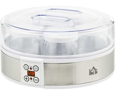Jogurto gaminimo aparatas su 48 valandų laikmačiu, temperatūros nustatymu, 7 stiklinės po 180 ml, automatinis išsijungimas, 20 W