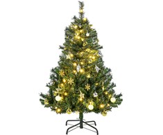 Dirbtinė kalėdinė eglutė su 80 šiltai baltų LED, 307 šakelių galiukais, žalia, Ø75 × 120 cm