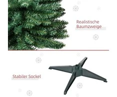 HOMCOM Kalėdų eglutė Kalėdų eglutė su plastikiniu stovu 390 antgalių Žalia Ø 55 x H180 cm